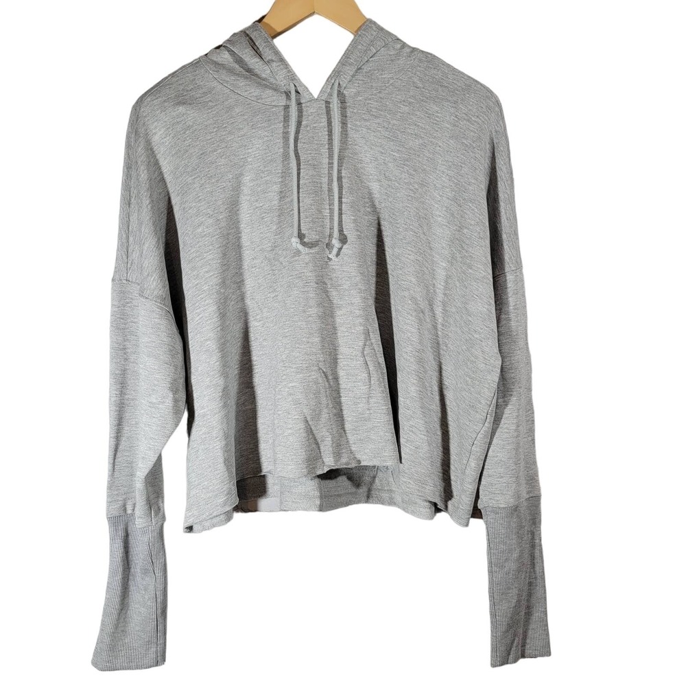 Nike Yoga‎ Women's Dri-Fit Gray Cropped Hoodie Sweatshirt Training XL